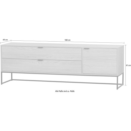 WOOOD Tv-meubel Silas Commode, twee lades en een deur, breedte 180 cm afbeelding2 - 1