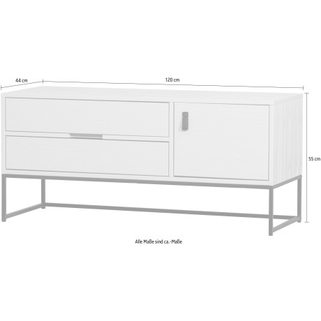 WOOOD Tv-meubel Silas Commode, twee lades en een deur, breedte 120 cm afbeelding2 - 1