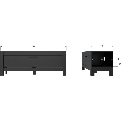 WOOOD Tv-meubel Bonk van dennenhout, 1 deur, h 45 cm x b 120 cm afbeelding2 - 1