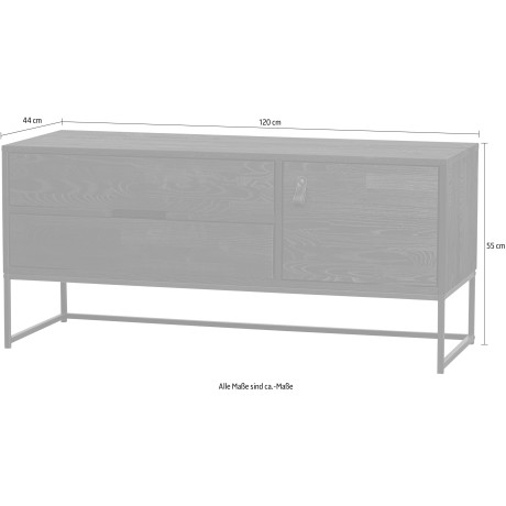 WOOOD Tv-meubel Silas Commode, twee lades en een deur, breedte 120 cm afbeelding2 - 1