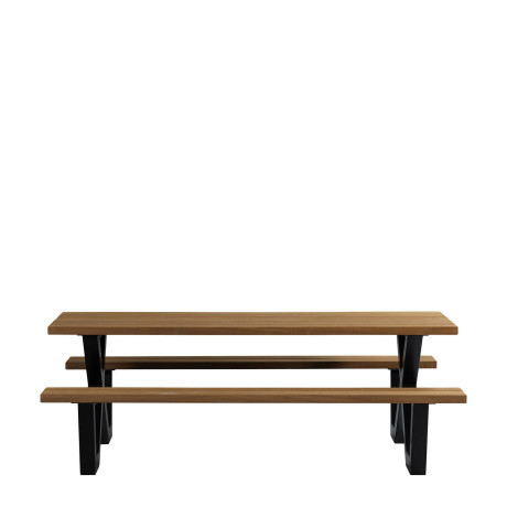 WOOOD Tablo WOOOD Picknicktafel Met X-poot Buiten Tablo - Naturel - 75x206x145 afbeelding3 - 1