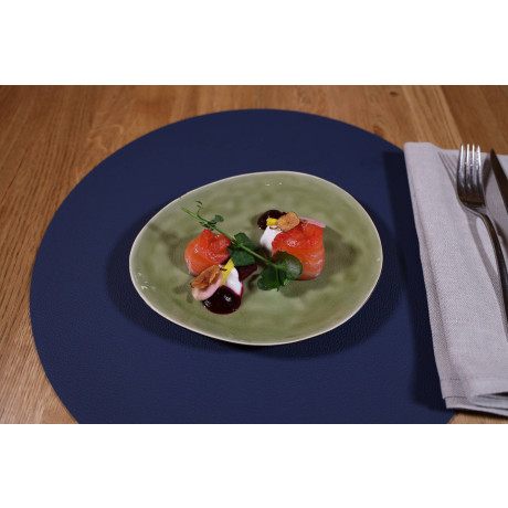 Jay Hill Placemats - Vegan leer - Grijs / Blauw - dubbelzijdig - ø 38 cm - 6 Stuks afbeelding3 - 1