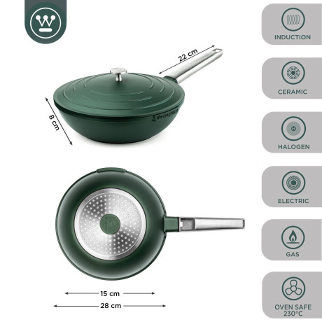 Westinghouse Wokpan Performance - Gracious Green - ø 28 cm - standaard anti-aanbaklaag afbeelding3 - 1