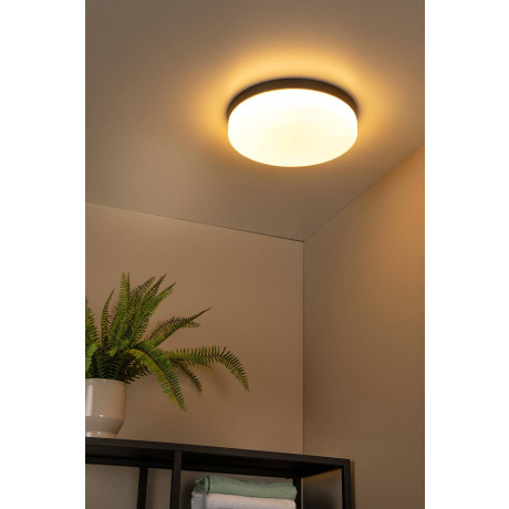 Lucide BISKIT - Plafonnière Badkamer - Ø 34,5 cm - LED - 1x24W 2700K - IP44 - Beweging & dag/nacht sensor - Zwart afbeelding3 - 1