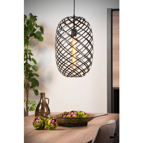 Lucide WOLFRAM - Hanglamp - Ø 32 cm - 1xE27 - Zwart afbeelding3 - 1