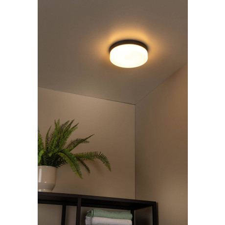 Lucide BISKIT - Plafonnière Badkamer - Ø 28 cm - LED - 1x18W 2700K - IP44 - Beweging & dag/nacht sensor - Zwart afbeelding3 - 1