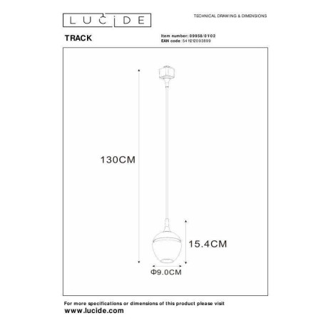 Lucide TRACK PRESTON Hanglamp - 1-fase Railsysteem / Railverlichting - 1xGU10 - Mat Goud / Messing (Uitbreiding) afbeelding3 - 1