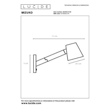 Lucide MIZUKO - Wandlamp - 1xE14 - Zwart afbeelding3 - 1