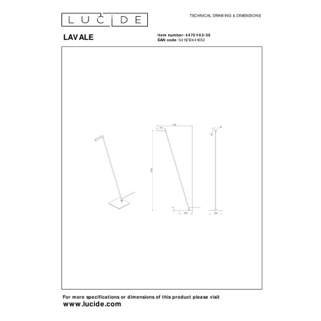 Lucide LAVALE - Leeslamp - LED Dimb. - 1x3W 2700K - Zwart afbeelding3 - 1