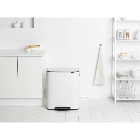 Brabantia Bo pedaalemmer 60L met kunststof binnenemmer - White afbeelding3 - 1