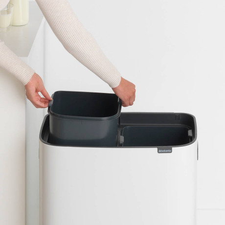 Brabantia Bo Touch Bin afvalemmer 2x30L met kunststof binnenemmer - White afbeelding3 - 1