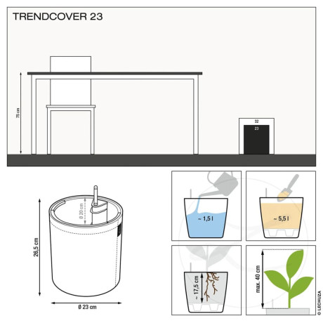 LECHUZA Plantenbak TRENDCOVER 23 Cork alles-in-één donkernaturel afbeelding3 - 1