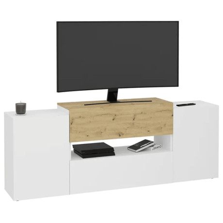 FMD Tv-meubel 182x33x70,2 cm artisan eikenkleurig wit afbeelding3 - 1