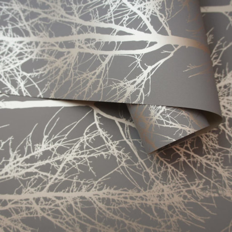 DUTCH WALLCOVERINGS Behang Rhea Trees grijs en roségoudkleurig afbeelding3 - 1