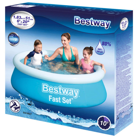 Bestway Zwembad Fast Set opblaasbaar rond 183x51 cm blauw afbeelding3 - 1