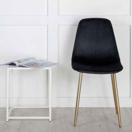 Venture Home Eetkamerstoelen 2 st Polar fluweel zwart en messing afbeelding3 - 1