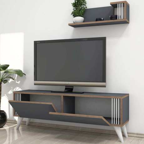 Homemania Tv-meubel Nicol 120x31x42 cm antraciet afbeelding3 - 1