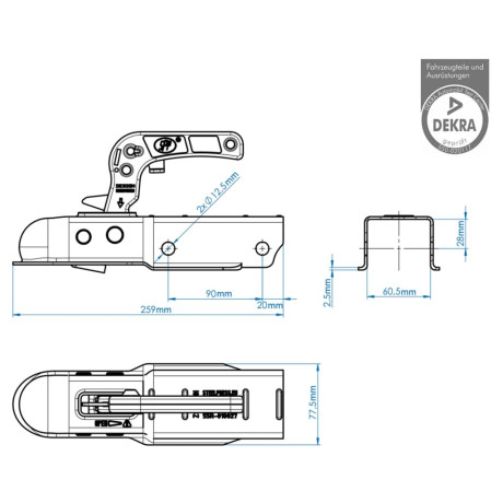 ProPlus Kogelkoppeling vierkant 60 mm 341004 afbeelding3 - 1