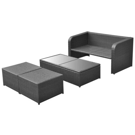 vidaXL 4-delige Loungeset met kussens poly rattan zwart afbeelding3 - 1