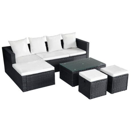 vidaXL 4-delige Loungeset met kussens poly rattan zwart afbeelding3 - 1