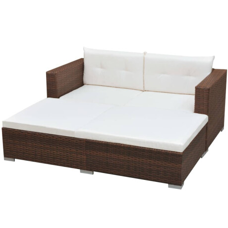 vidaXL 3-delige Loungeset met kussens poly rattan bruin afbeelding3 - 1