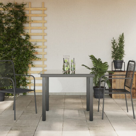 vidaXL Tuintafel 80x80x74 cm aluminium en glas zwart afbeelding3 - 1