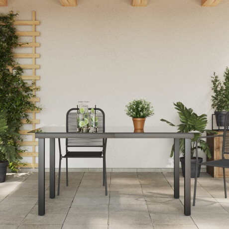 vidaXL Tuintafel 150x90x74 cm aluminium en glas zwart afbeelding3 - 1