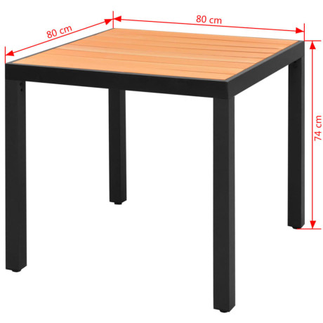 vidaXL Tuintafel 80x80x74 cm aluminium en HKC bruin afbeelding3 - 1