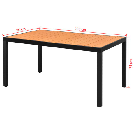 vidaXL Tuintafel 150x90x74 cm aluminium en HKC bruin afbeelding3 - 1