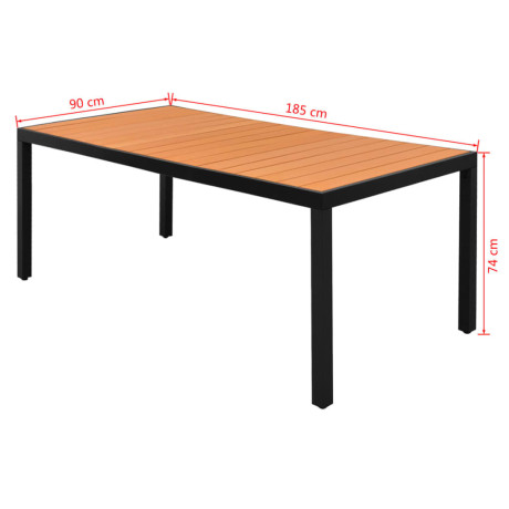 vidaXL Tuintafel 185x90x74 cm aluminium en HKC bruin afbeelding3 - 1