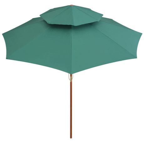 vidaXL Dubbeldekker parasol 270x270 cm houten paal groen afbeelding3 - 1