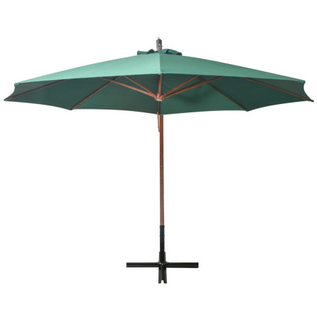 vidaXL Zweefparasol 350 cm houten paal groen afbeelding3 - 1