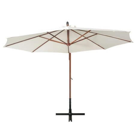 vidaXL Zweefparasol met houten paal 350 cm wit afbeelding3 - 1