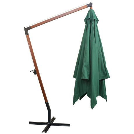 vidaXL Zweefparasol met houten paal 300x300 cm groen afbeelding3 - 1