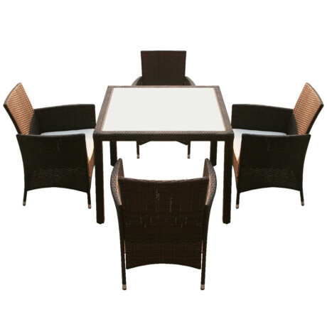 vidaXL 5-delige Tuinset met kussens poly rattan bruin afbeelding3 - 1