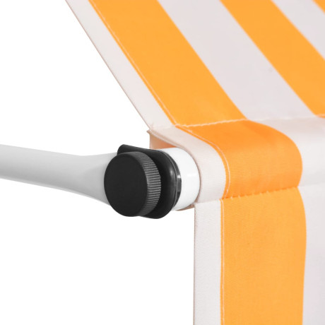 vidaXL Luifel handmatig uittrekbaar 150 cm oranje en witte strepen afbeelding3 - 1