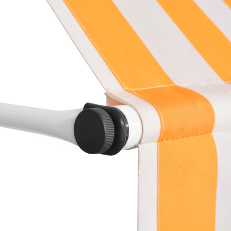 vidaXL Luifel handmatig uittrekbaar 300 cm oranje en witte strepen afbeelding3 - 1