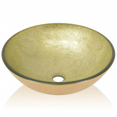 vidaXL Wasbak gehard glas 42 cm goud afbeelding3 - 1