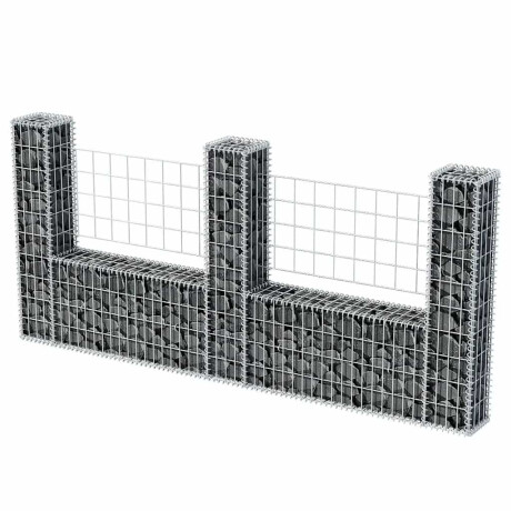 vidaXL Gabion mand U-vormig 240x20x100 cm staal afbeelding3 - 1