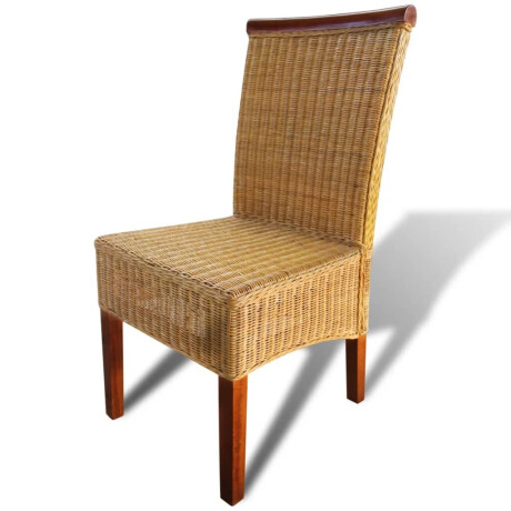 vidaXL Eetkamerstoelen 2 st natuurlijk rattan bruin afbeelding3 - 1