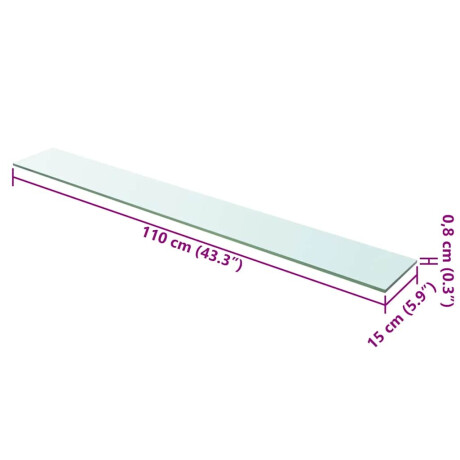 vidaXL Wandschap transparant 110x15 cm glas afbeelding3 - 1
