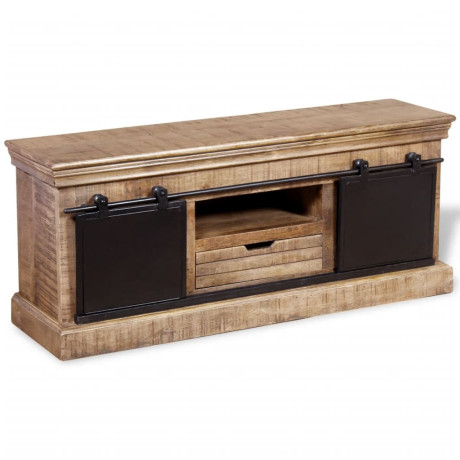 vidaXL Tv-meubel met 2 schuifdeuren 110x30x45 cm massief mangohout afbeelding3 - 1