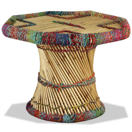 vidaXL Salontafel achthoekig met chindi details bamboe meerkleurig afbeelding3 - 1