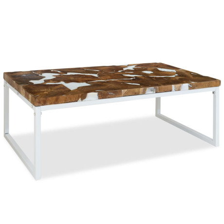 vidaXL Salontafel 110x60x40 cm teakhout en hars afbeelding3 - 1