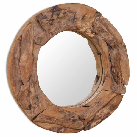 vidaXL Decoratieve spiegel rond 60 cm teakhout afbeelding3 - 1