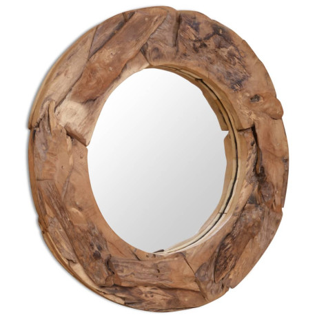 vidaXL Decoratieve spiegel rond 80 cm teakhout afbeelding3 - 1