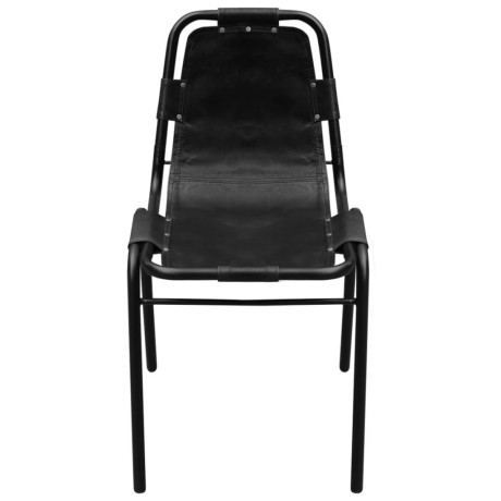 vidaXL Eetkamerstoelen 6 st echt leer zwart afbeelding3 - 1