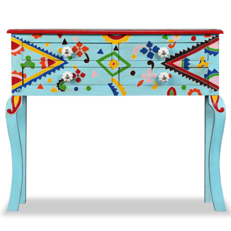 vidaXL Wandtafel handgeschilderd massief mangohout blauw afbeelding3 - 1