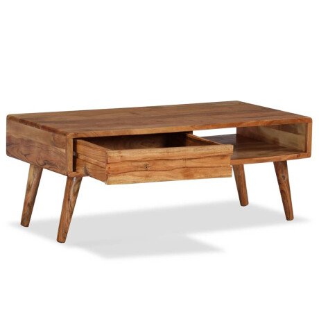 vidaXL Salontafel met bewerkte lade 100x50x40 cm massief hout afbeelding3 - 1