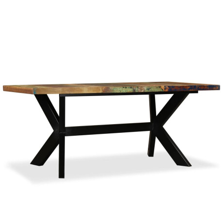 vidaXL Eettafel 180 cm massief gerecycled hout en stalen kruis afbeelding3 - 1